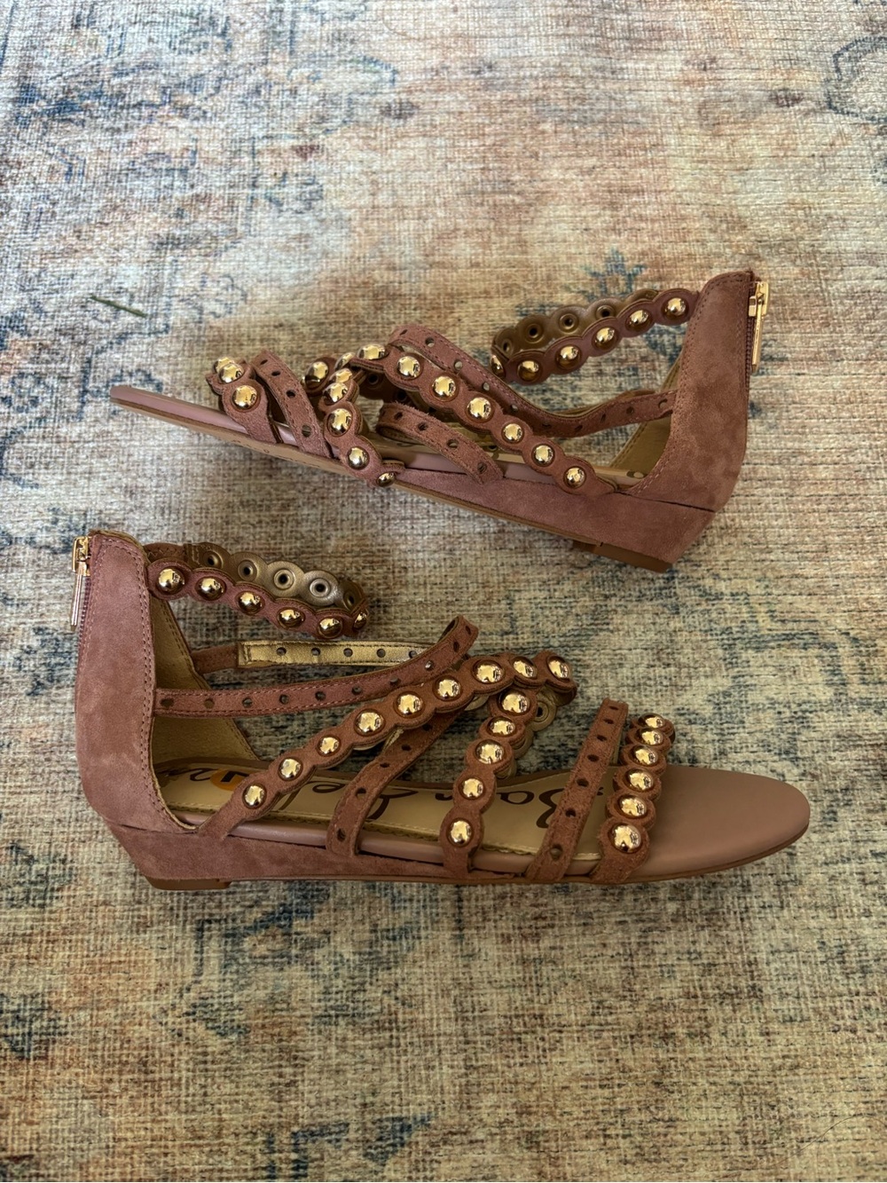 Sam Edelman Mauve Studded Strappy Heels - Picture 13 of 16